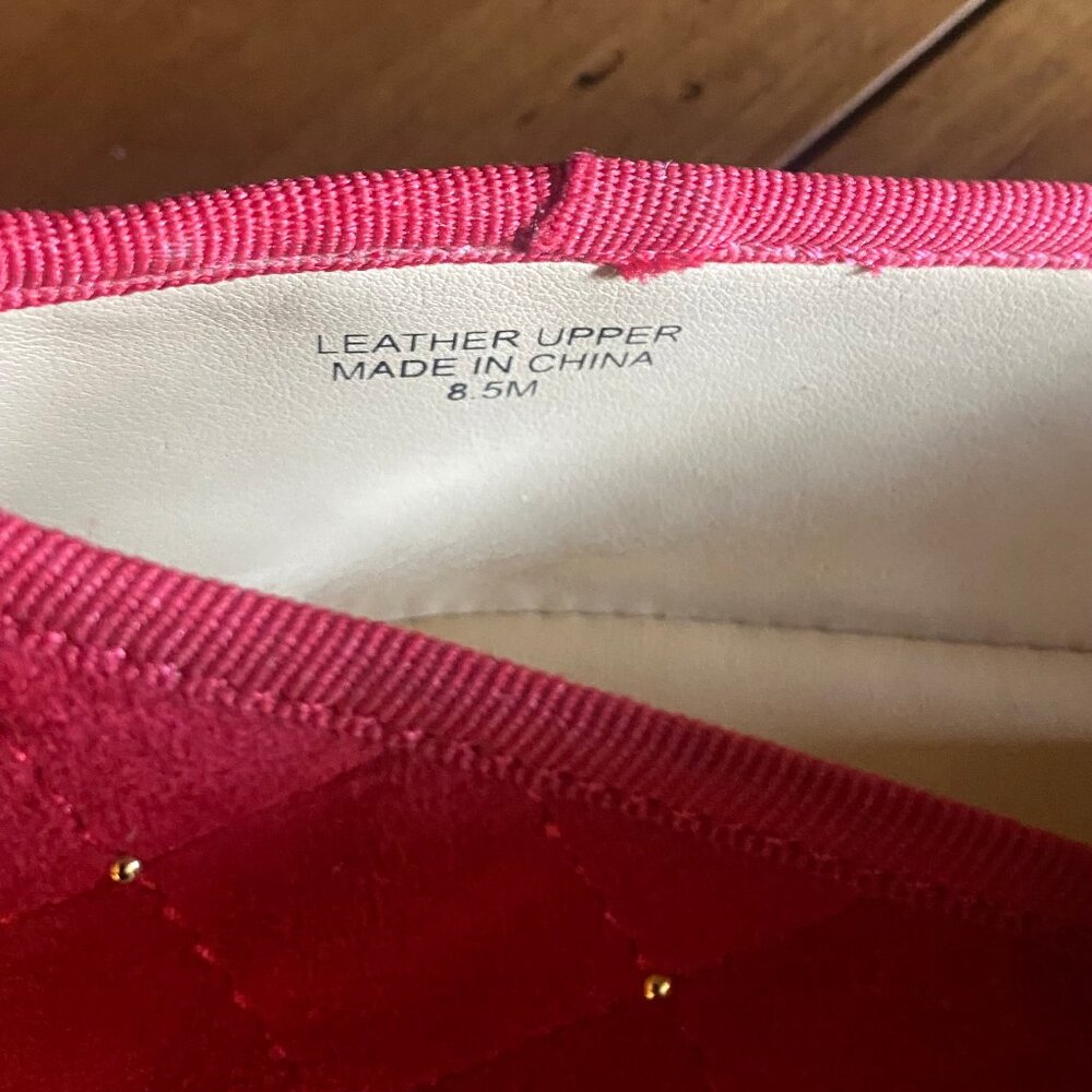 Talbots 8.5 Penelope Quilted Ballet Flats - Red Studded Suede - Picture 8 of 13
